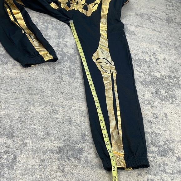 NWT Tipsy Elves Gold Skeleton Costume Zip Hood Onesie Jumpsuit Black Sz M - Picture 11 of 14